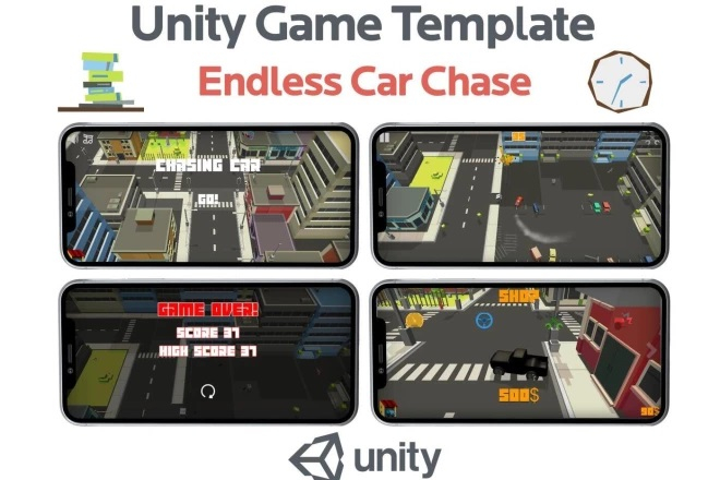 Исходник аркадных гонок Endless Car Chase для Unity