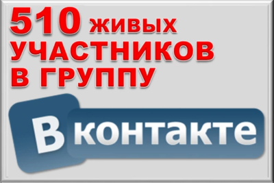 510 живых участников в группу ВКонтакте. Активность в группе